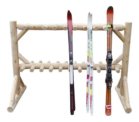 17-Pair Freestanding Ski Rack | Store Your Skis With Our Log Ski Racks ...