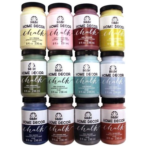 FolkArt Home Decor 8 oz. 12-Color Ultra Matte Chalk Finish Paint Set ...