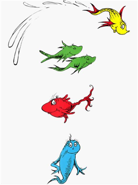 "Dr. Seuss One Fish Two Fish Red Fish Blue Fish" Sticker for Sale by ...