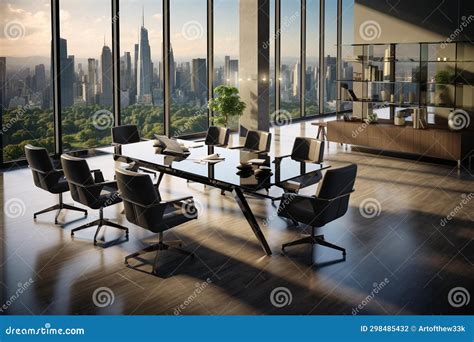 Dynamic Business Strategy Session in Modern Meeting Room with Cityscape ...