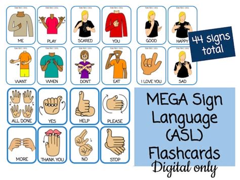 Mega Sign Language asl Flashcards Digital Signing Preschool - Etsy Canada