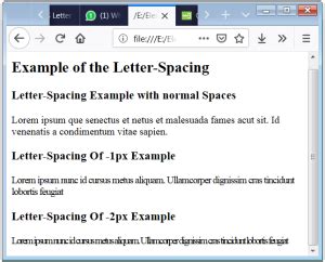 CSS Letter Spacing HTML Letter Spacing Letter Spacing