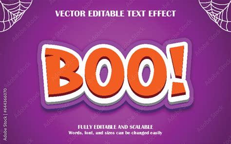 Editable vector text effect boo text style effect on purple ...