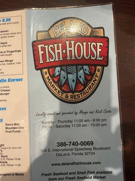 Menu at Deland Fish House restaurant, DeLand, 310 E International ...