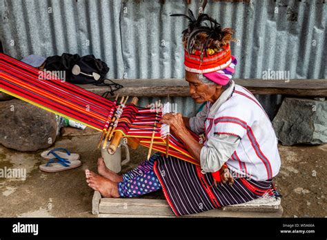 An Ifugao Tribal Woman Weaving Traditional Patterned Cloth, Banaue ...