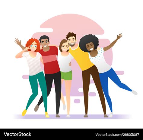 Group young friends having fun together Royalty Free Vector