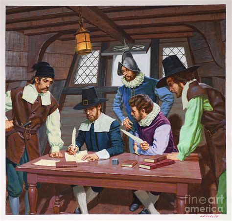 Signing Of Mayflower Compact Painting by Ed Vebell - Pixels