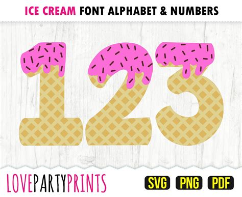 ICE CREAM FONT Svg Png and Pdf Files 300dpi High Quality - Etsy