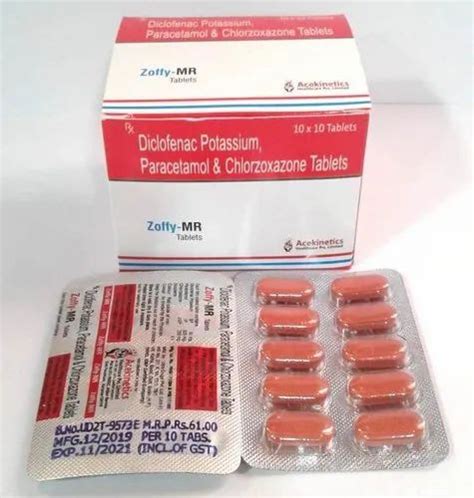 Diclofenac Potassium 50 Mg PCM 325mg Chlorazoxazone 2 Tablets at Rs 610 ...