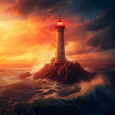 Premium AI Image | Lighthouse at sunset