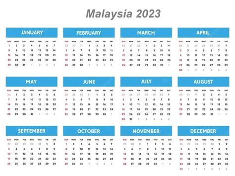 Free Printable Yearly Calendar 2023 Malaysia - Image to u