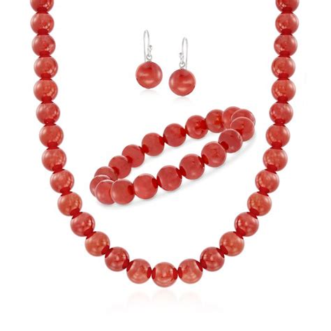 10mm Carnelian Jewelry Set: Beaded Necklace, Bracelet and Earrings in ...