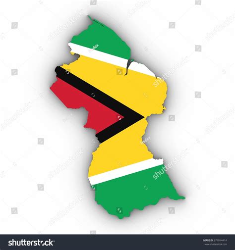 Guyana Map Outline Guyanese Flag On Stock Illustration 671014414 ...