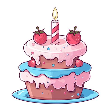 Birthday Cake Vector Illustration Stock Illustration - Illustration of ...