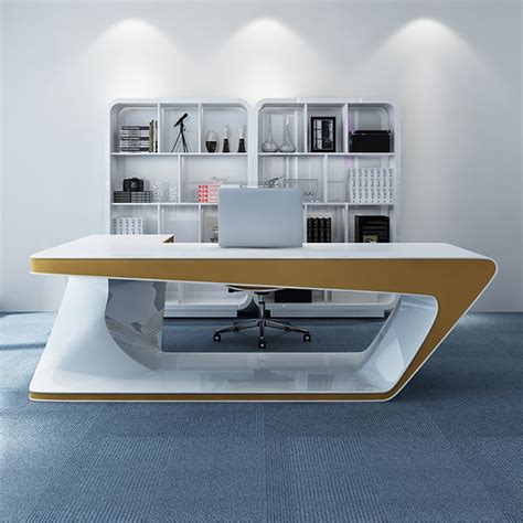 71" Modern L-Shape Office Desk in MDF & Metal White Executive Desk ...