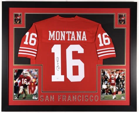 Joe Montana Signed 35x43 Custom Framed Jersey Display (JSA COA ...