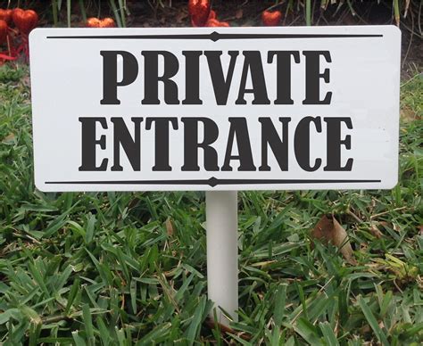 Private entrance solid PVC sign. 3.5 x 9 | Etsy