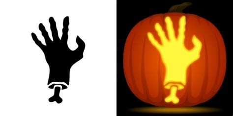 Zombie hand pumpkin carving stencil. Free PDF pattern to download and ...