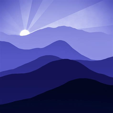 Blue Mountains Abstract Minimalist Landscape at Sunrise Digital Art by ...