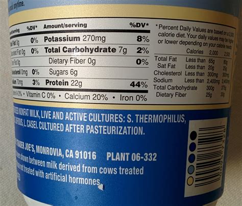 Trader Joe's Nutrition Labels: Trader Joe's Greek Yogurt Nonfat Plain