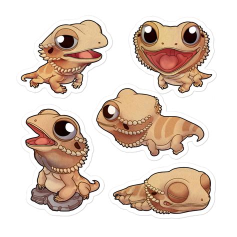 Beige Bearded Dragon Stickers - Catherine Crain Art