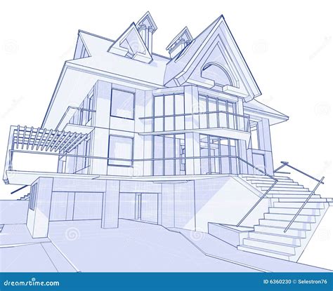 Modern House - Blueprint Stock Photo - Image: 6360230