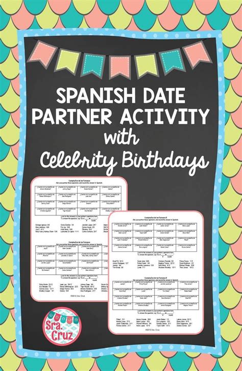 Spanish Date Practice: Partner Activity with Celebrity Birthdays This ...