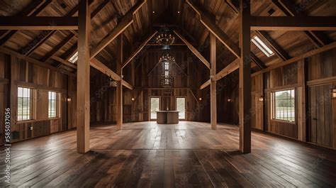 an interior design magazine style photo of the interior of a barn Stock ...