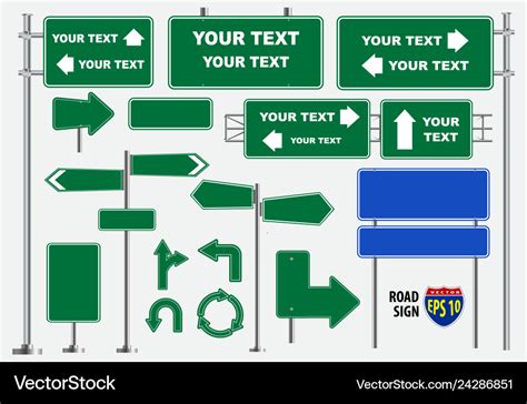 Set Road Signs Green Traffic Signs Stock Vector Royalty Free – NBKomputer