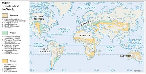 Map/Still:The three types of grasslands of the world are prairie ...