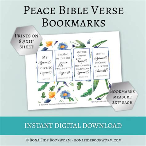 Printable Peace Bible Verse Bookmarks – Bona Fide Bookworm Printables