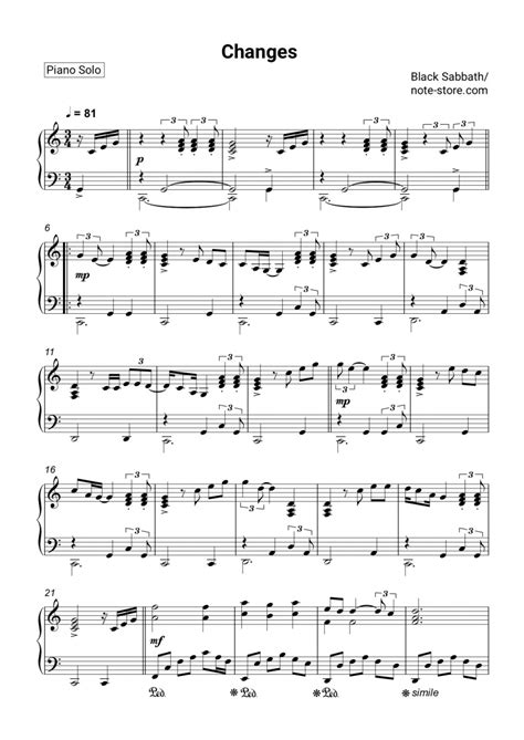 Black Sabbath - Changes sheet music for piano [PDF] | Piano.Solo ...