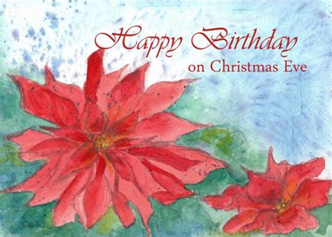 Happy Birthday Christmas Eve Red Poinsettia Flower card #Ad , # ...