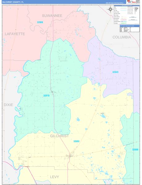 Gilchrist County, FL Wall Map Color Cast Style by MarketMAPS - MapSales