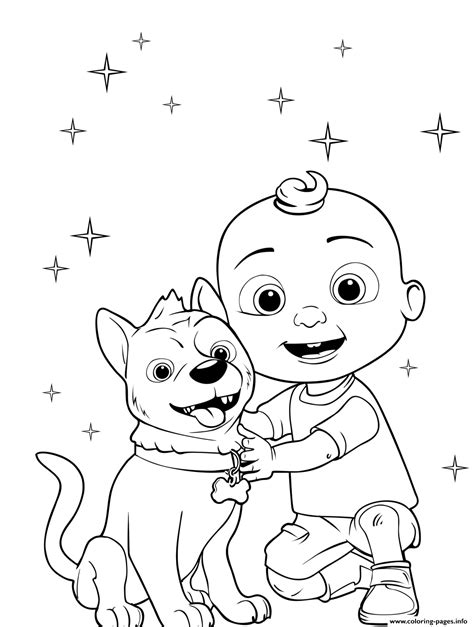 Baby Cocomelon And His Dog Coloring page Printable