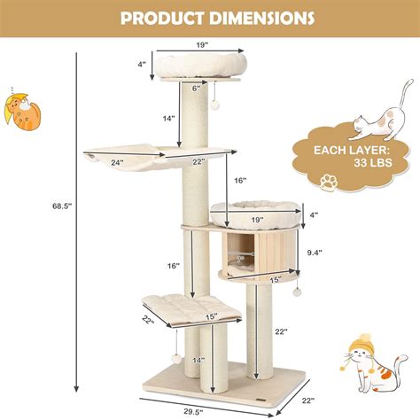 Tangkula Modern Cat Tree, Multi-Level Large Cat Tower w/Cat Condo ...