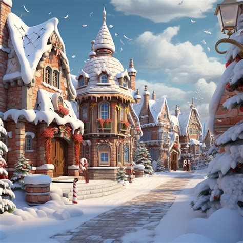 Winter Village Painting Free Stock Photo - Public Domain Pictures