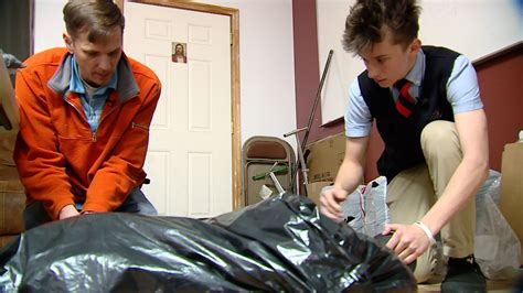 Father, son create sleeping bag for homeless out of grocery sacks ...