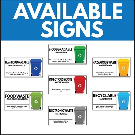 Garbage Bin Signs/Labels, Waste Disposal Segregation Labels ...