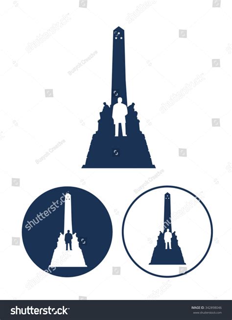 Rizal Park. Luneta Park, Manila. Rizal Monument Icon Set Stock Vector ...