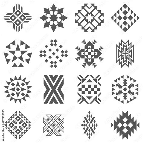 Tribal elements of pattern - aztec black signs on white background ...