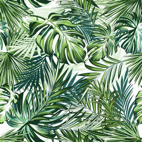 Beautiful tropical pattern with green palm leaves for design ideal ...