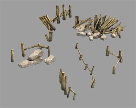 ArtStation - Broken - Fence 01 | Game Assets