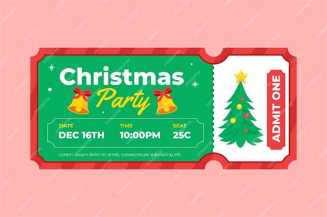 Free Vector | Flat christmas party ticket template