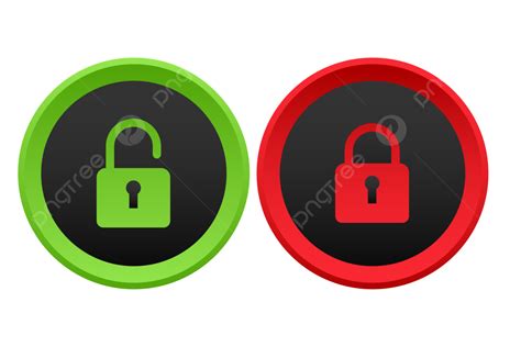 Green Red Lock Unlock Button With Padlock Icon And Black Combination ...