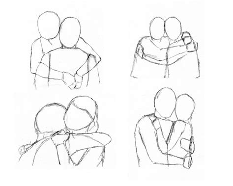 Two People Hugging Each Other Drawing - Goimages Online