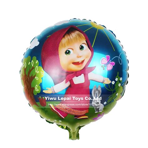 10pcs 18 inch Masha & the bear round Foil balloons,cartoon Masha bear ...