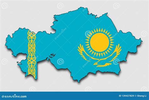 Map of Kazakhstan, Filled with the National Flag Stock Vector ...