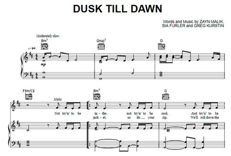 Zayn-Dusk Till Dawn Free Sheet Music PDF for Piano | The Piano Notes