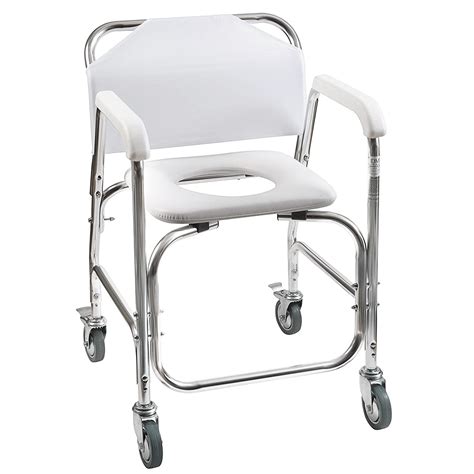 DMI Rolling Shower and Commode Transport Chair with Wheels and Padded ...